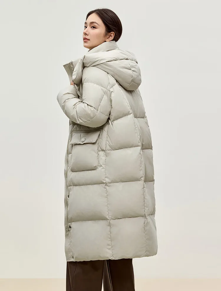 SENTUBILA женский зимний пуховик теплый 90% белый утиный пух пальто с капюшоном на