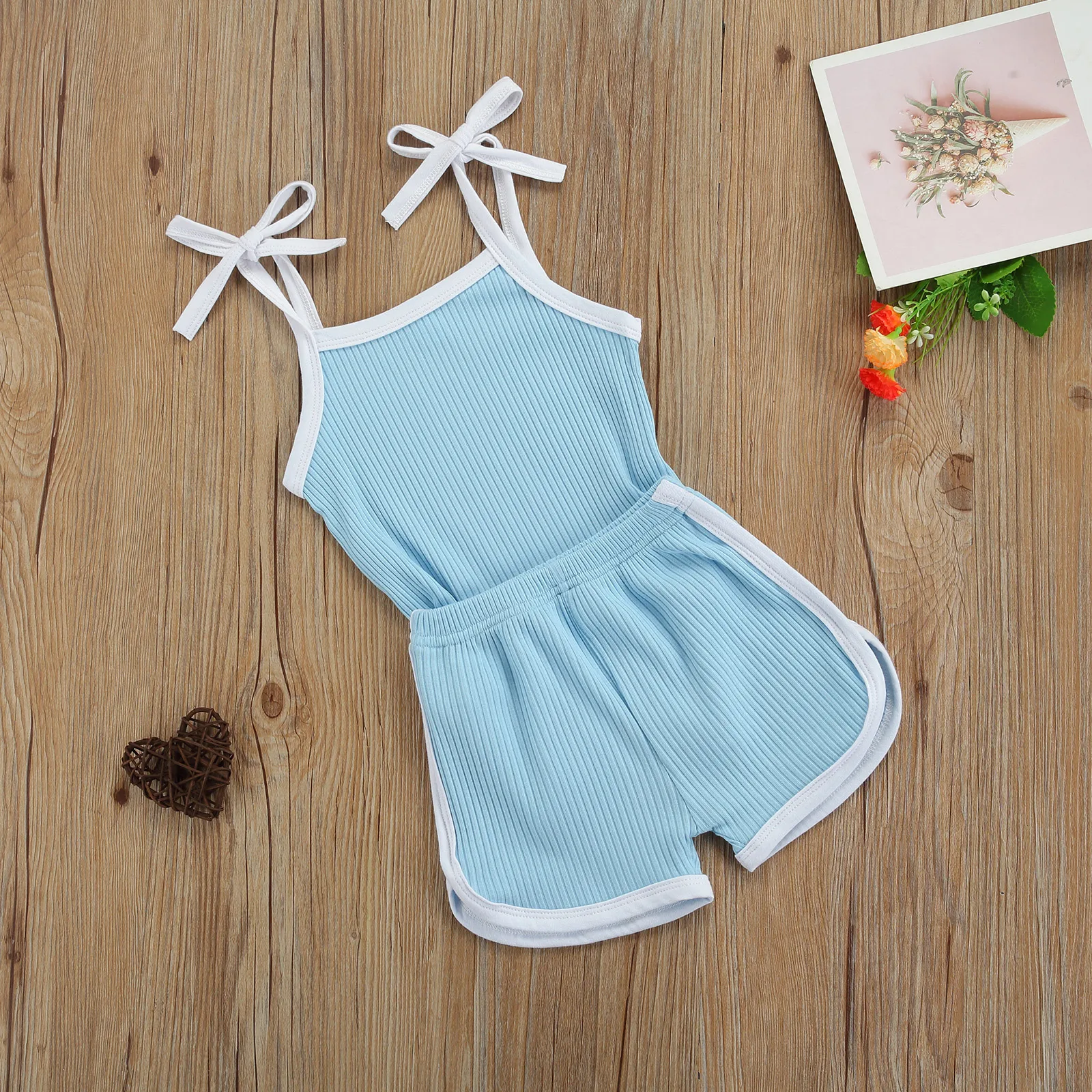 

Комплект одежды для новорожденных мальчиков и девочек контрастных цветов, костюм в рубчик для малышей без рукавов, с квадратным воротником ...