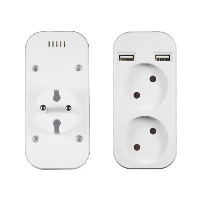 

Portable European standard conversion socket, with dual USB ports, 5V 2A output, free shipping