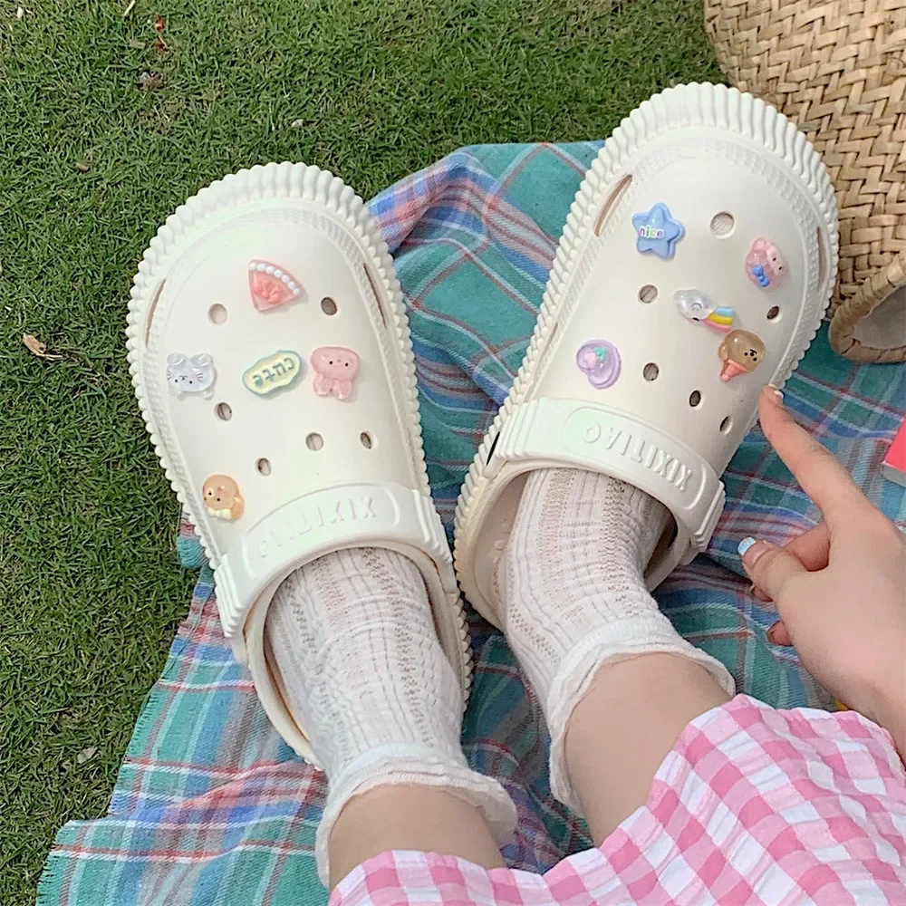 

Новинка, пляжные праздничные сандалии, женская летняя уличная одежда из ЭВА для маффинов, с толстой подошвой