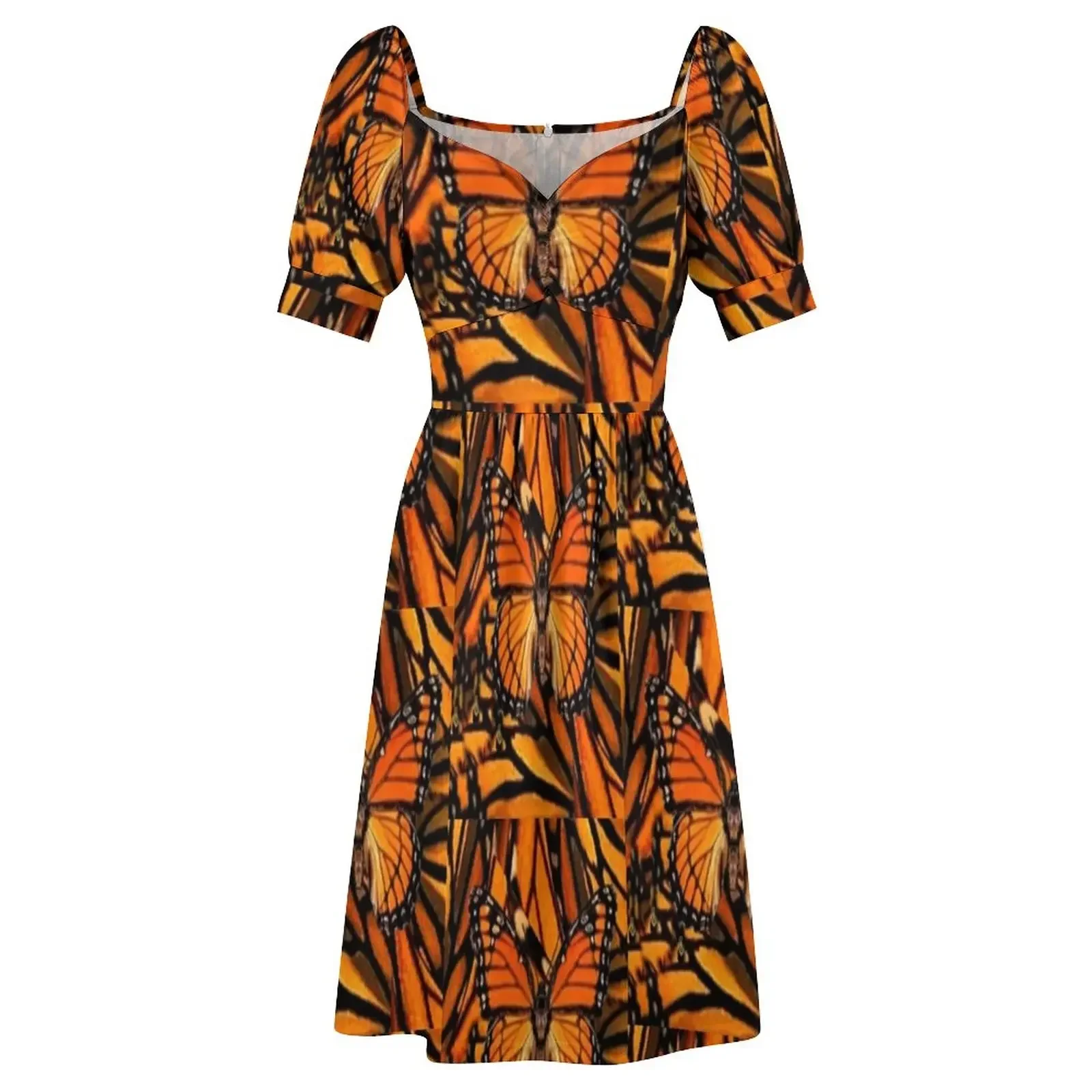 ОРАНЖЕВНОЕ МОНARCH BUTTERFLY PATTERNED ARTWORK Платье без рукавов Женская мода одежда платья