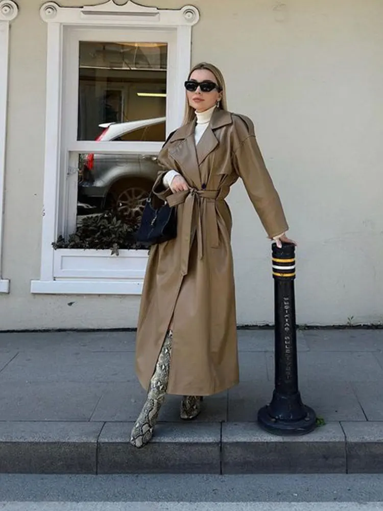 

Nlzgmsj TRAF Женская ветровка из искусственной кожи с бантом и длинными рукавами