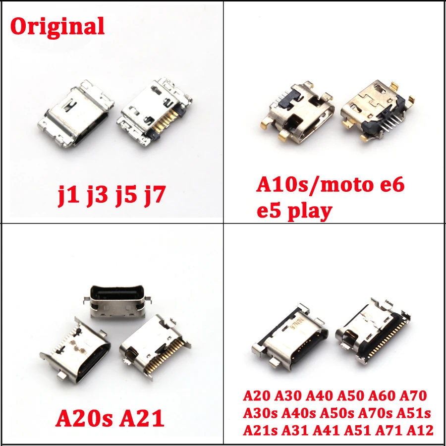

50 шт. Оригинальный Новый USB-разъем для зарядки для Samsung J1 J3 J5 J7 A10s A20s A30s A20 A30 A40 A50 A21s A51, зарядный USB-разъем