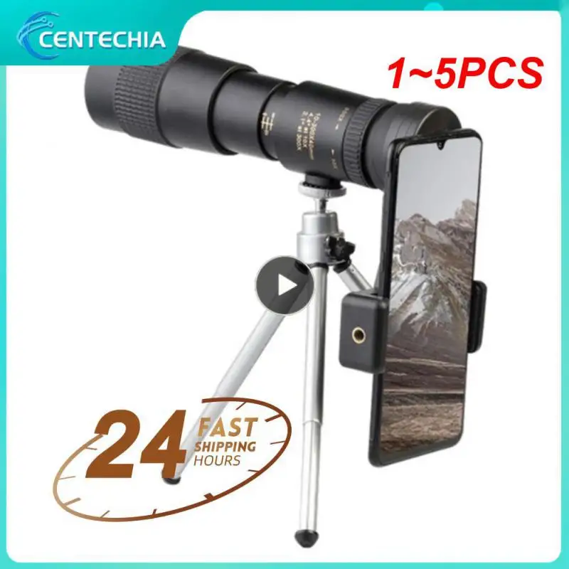 

1~5PCS 10-300×40 Telescope High Zoom Monocular Pocket Telescope with Tripod&Phoneholdr for Camping Hunting Telephoto Phone Lens