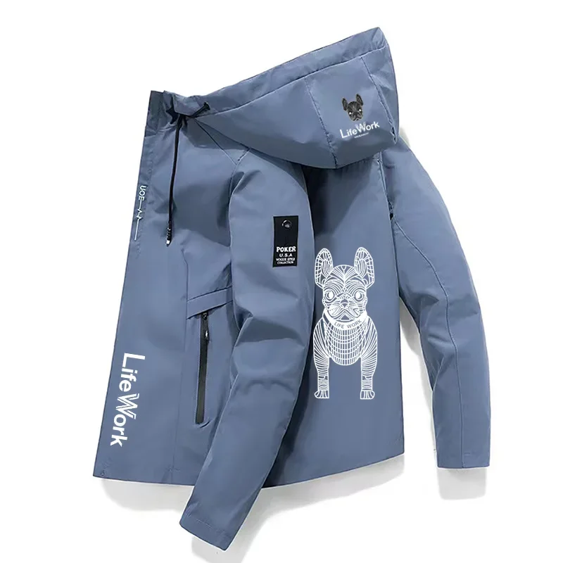 

LIFEWORK New Men's Zipper Coat Spring and Autumn Leisure Work Jacket with Hat Fashion Outdoor Camping Fishing Jacket Top