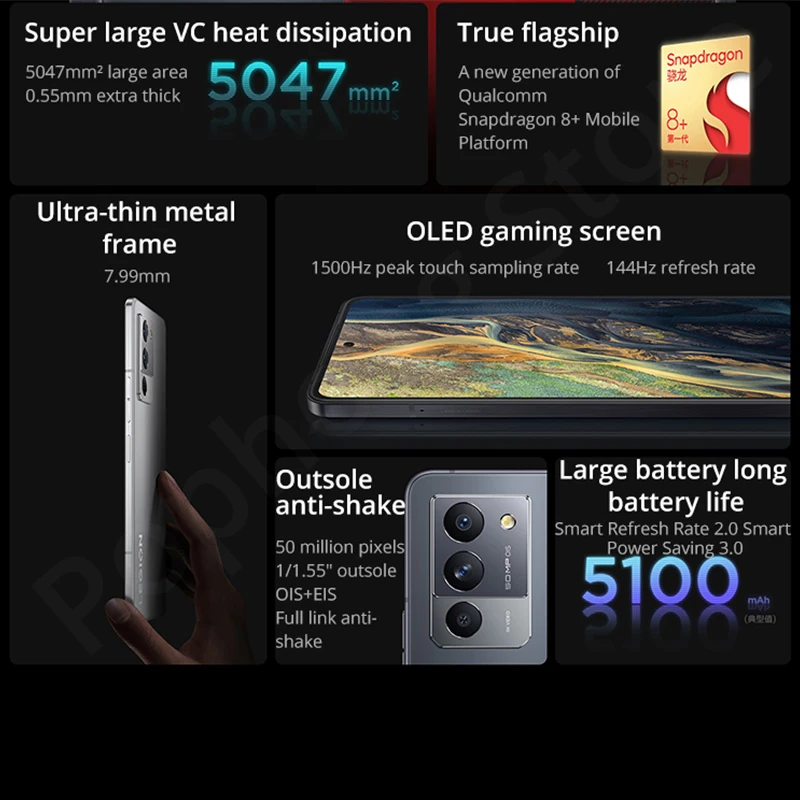 Ceny Lenovo Legion Y70 Telefony Komórkowe 6.67 Cala 144Hz OLED Snapdragon 8 + Gen 1 Octa Core 68W FastCharge Android 12 NFC