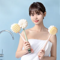2022 new shower brush long handle rubbing back soft hair brush rubbing back bath exfoliating artificial body cleaning
