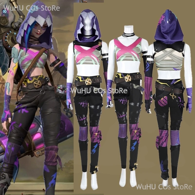 Jinx Косплей Arcane Season2 Костюм Шляпа Жилет Брюки Перчатки Наклейки Ремни Аксессуары