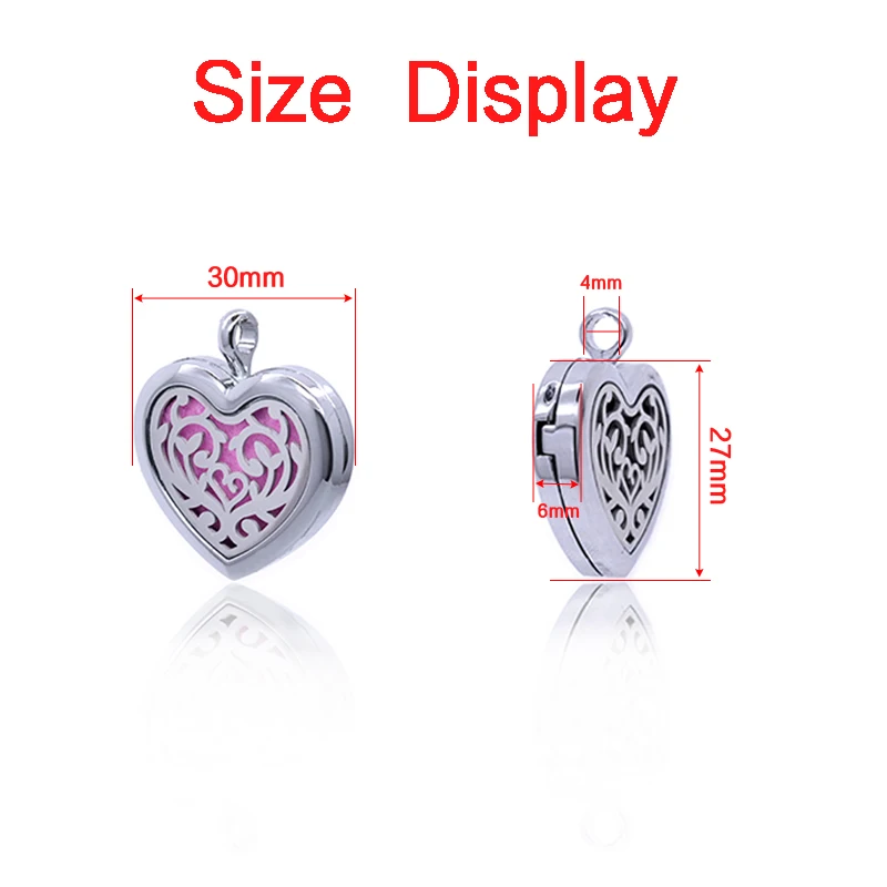Кулон женский в форме сердца ожерелье с диффузором и эфирным маслом 30 мм 10