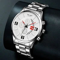 classic brand mens watches men business stainless steel quartz wristwatch calendar date clock male casual watch montre homme