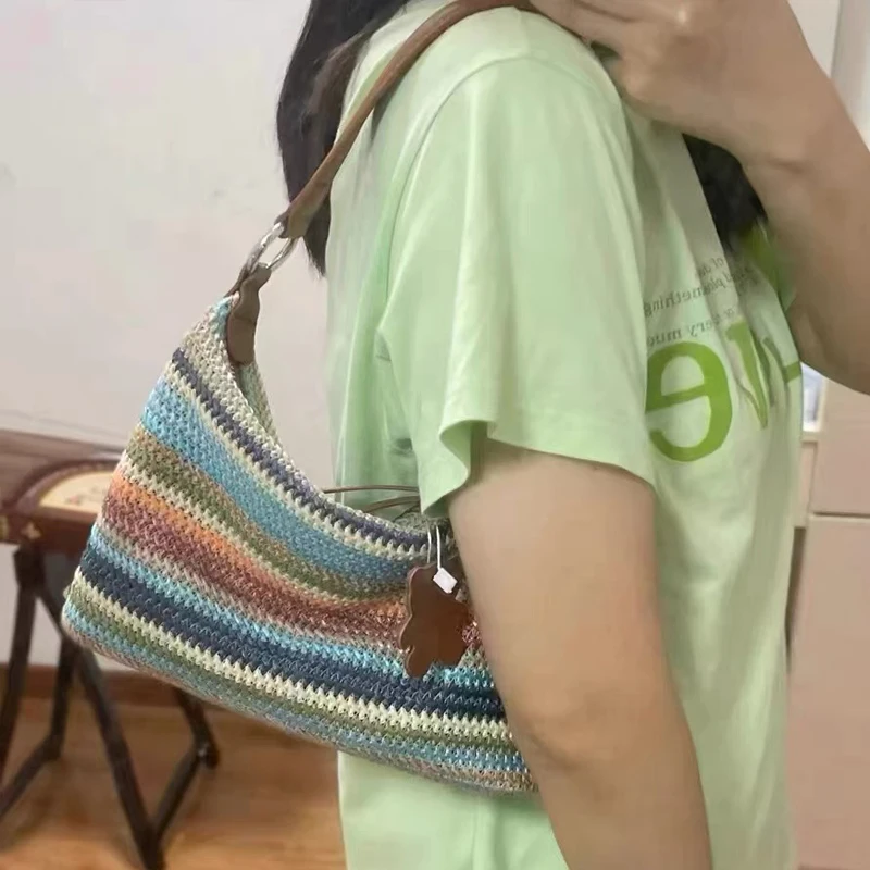 Соломенные сумки-Хобо для женщин роскошные дизайнерские дамские сумочки и