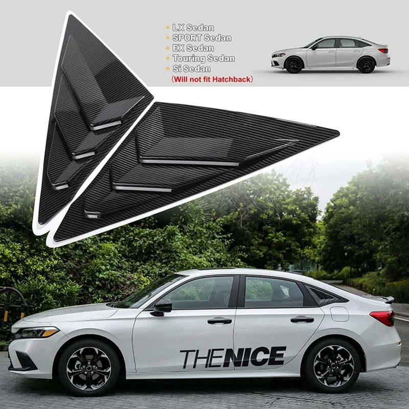 

Rear Side Window Louvers Triangular Window Glass Blinds For Honda Civic Sedan 11Th 2022 2023 - ABS
