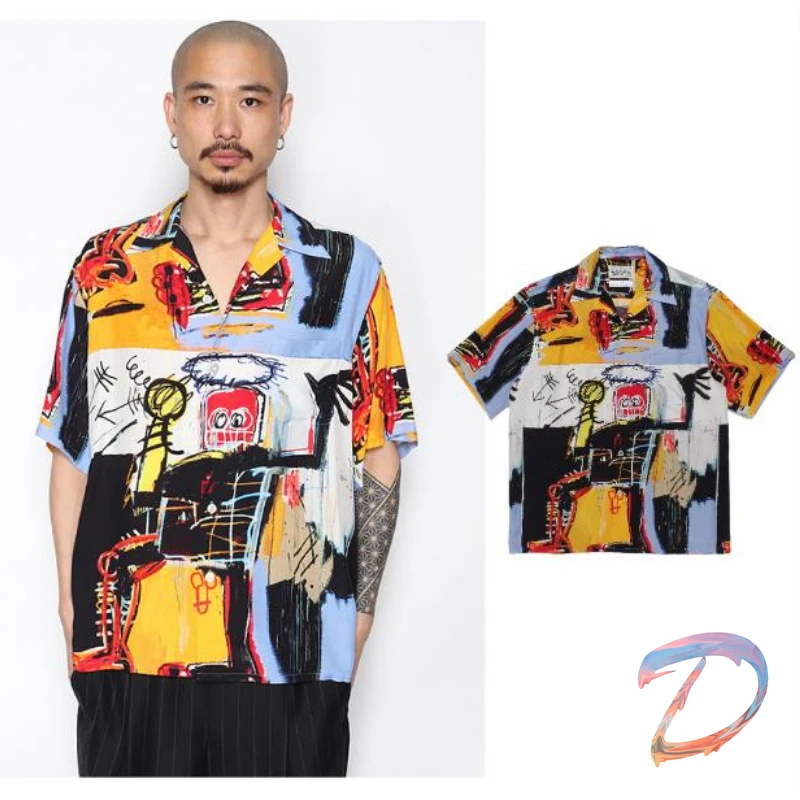 1:1 High Quality Wacko Maria Shirts Graffiti Hawaiian Short Sleeve Shirt
