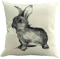 swyss easter pillow casevintage rabbit portrait cotton linen cushion covers home decorative throw pillowcases 18x18inch