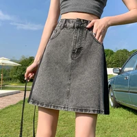 denim stitch mini summer style womens baggy 2022 trend streetwear jeans skirts female clothing high waist vintage korean