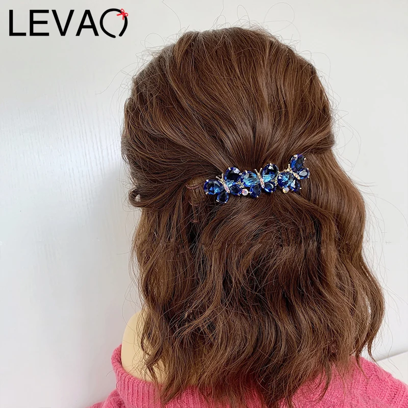 

Женская заколка для волос LEVAO в стиле ретро, весенний зажим со стразами, модная Милая шпилька для волос с бабочкой, аксессуары для волос