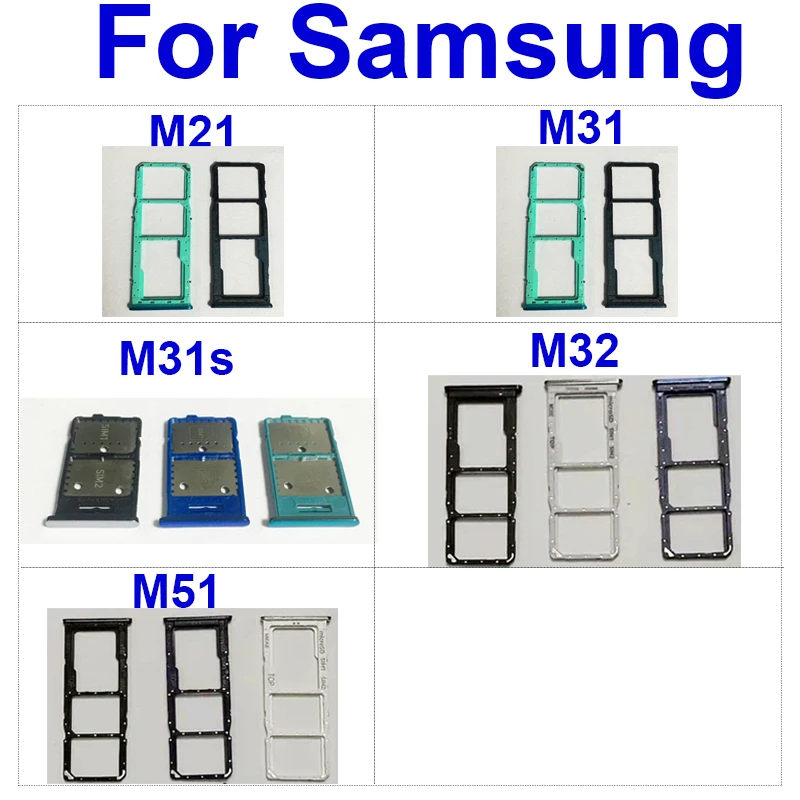 

For Samsung M21 M215F/DS M215F/DSN M31 M315F M31S M317 M317F M51 M515F SIM Card Tray Adapter SD Card Reader Socket Connect Parts