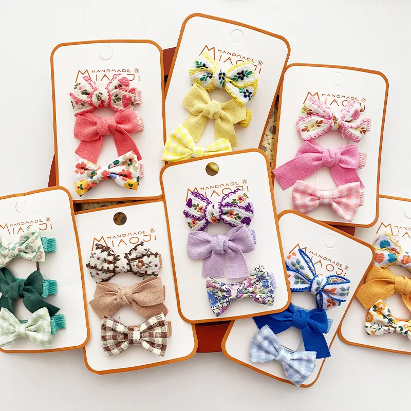 

3pcs/set Europe Style Hairpin for Baby Girl Colorful Big Bow Princess Hair Clip Full Fabric Bang Side Clip Baby Hair Accessories