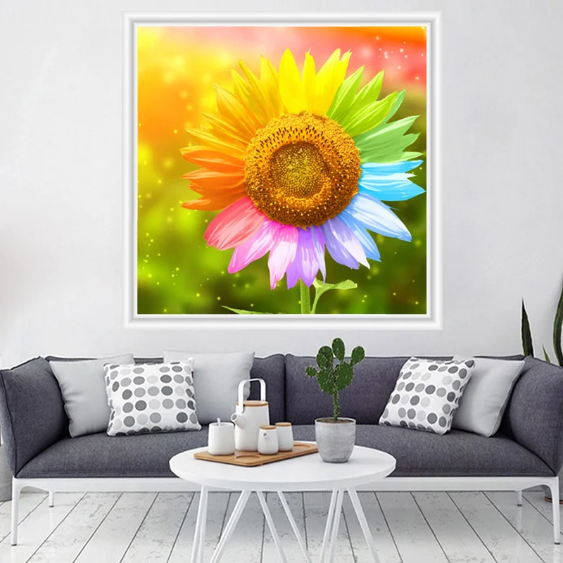 

5D diamond painting full rhinestone new romantic colorful flower petals sunflower cross stitch dot paste diamond embroidery
