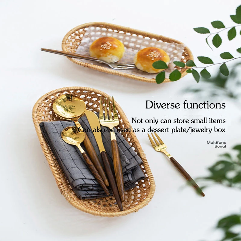 Плетеная вручную тарелка из ротанга корзина для хлеба закусок столовый стол