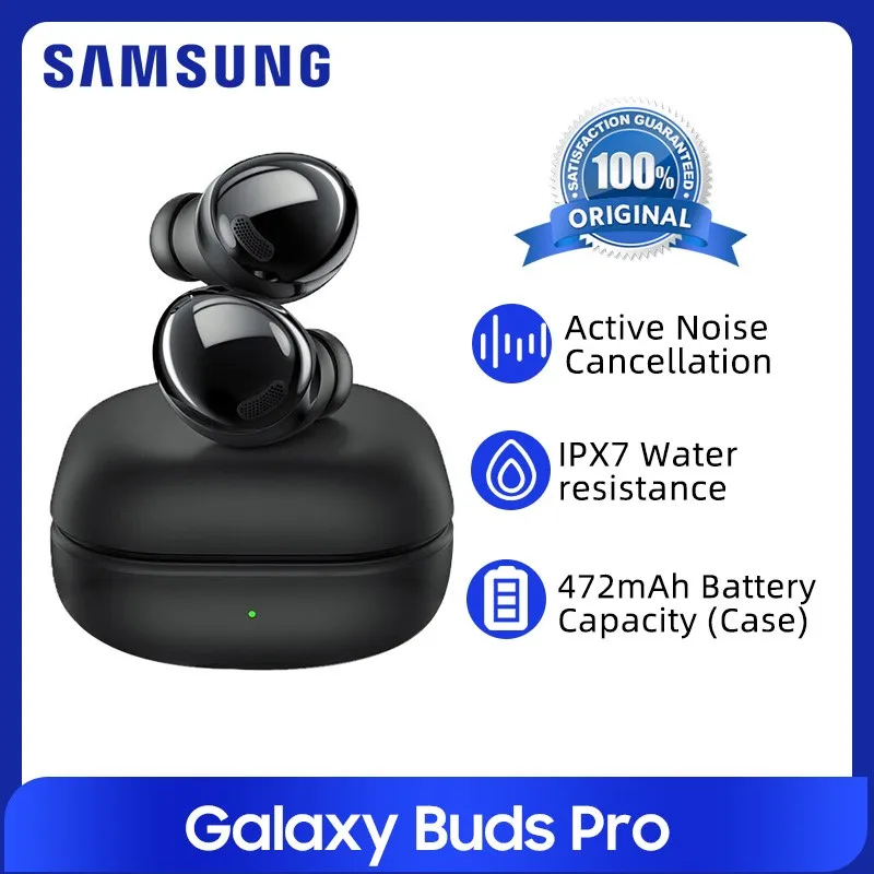 

TWS-наушники Samsung Galaxy Buds Pro с поддержкой Bluetooth, активным шумоподавлением и аккумулятором на 472 мА · ч