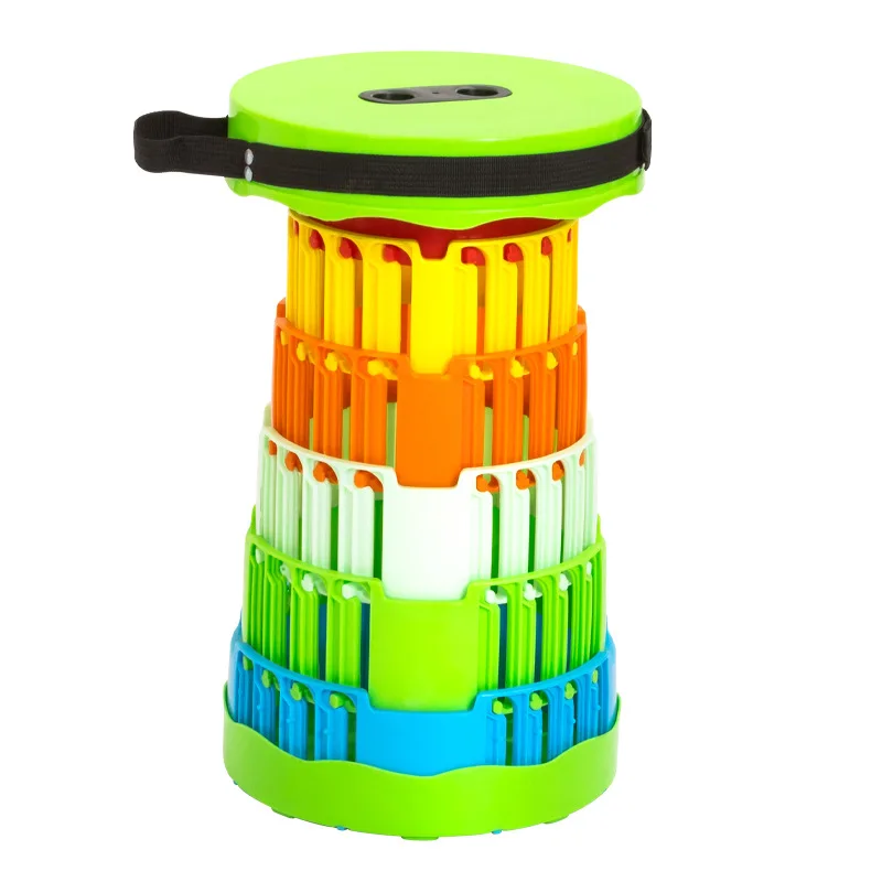 

Rainbow Telescopic Stool Outdoor Folding Stool Portable Queuing Artifact Storage Convenient Adjustable Height Stool.