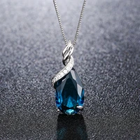 diwenfu s925 silver 45cm box necklace sapphire jewelry pendants gemstone woman silver 925 jewelry bizuteria sapphire pendants