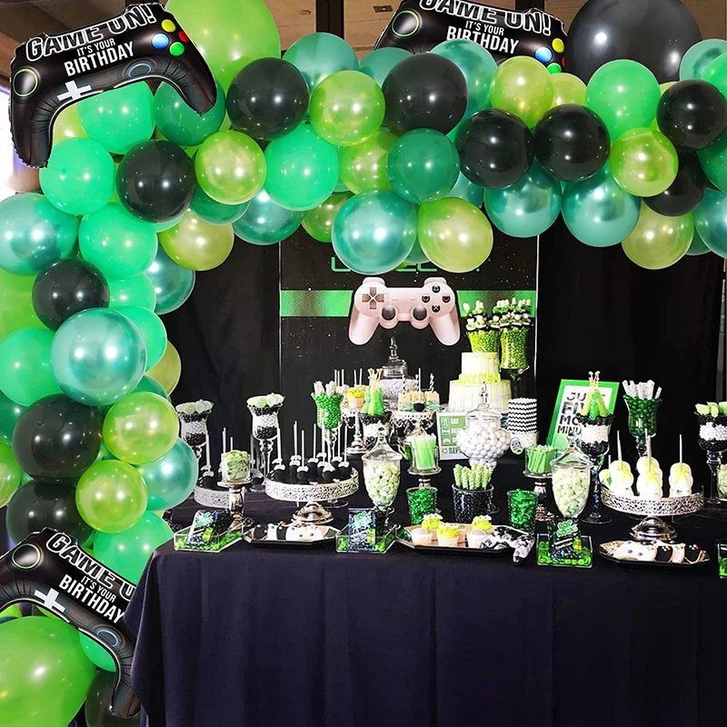 

Game Party Balloons Arch Kit Latex Green Black Balloon Garland Kit Birthday Party Decoration for Boys Game Balloon Baby Shower