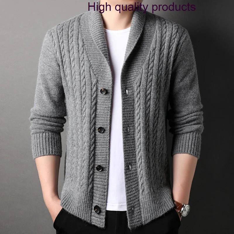 

Computer Cardigan Knitted Mens Sweater Luxury Single Breasted Solid Color Spring and Autumn Casual Male Sweaters 3XL