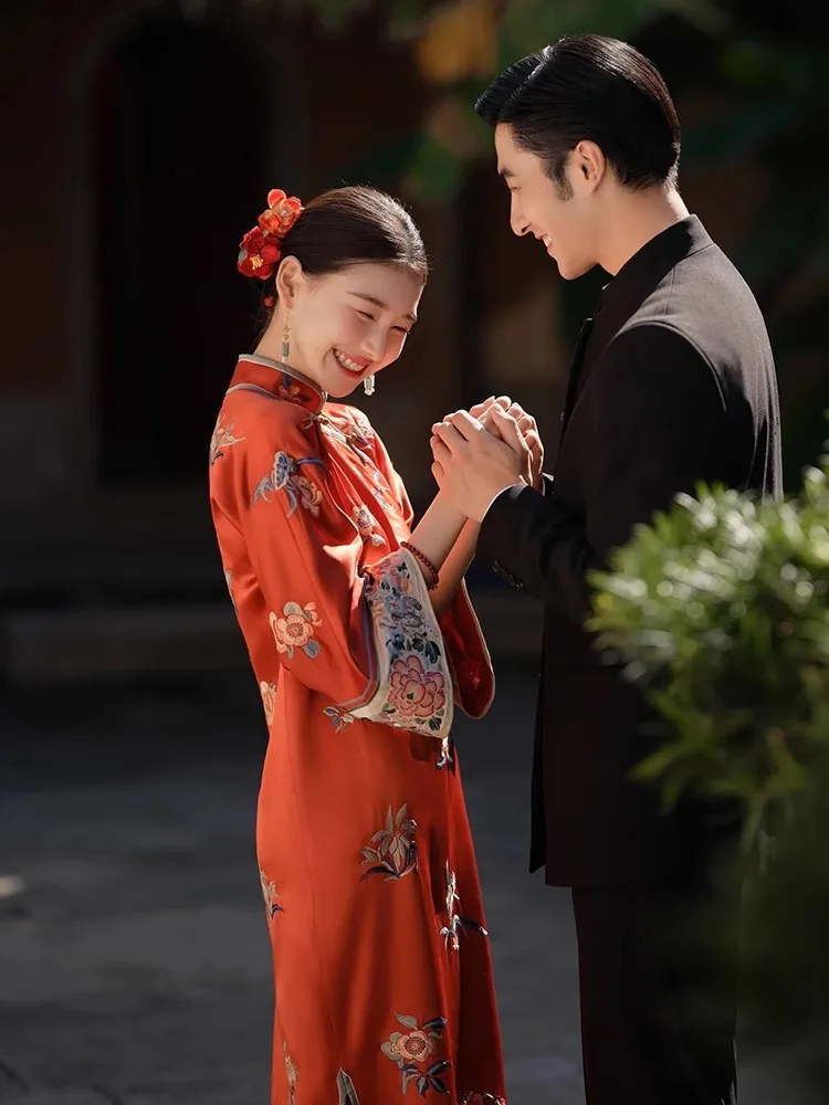 Bride Wedding Day Casual Clothes Dress for Toast Women New Chinese Sle National Morning Gowns Red Improved Cheo...