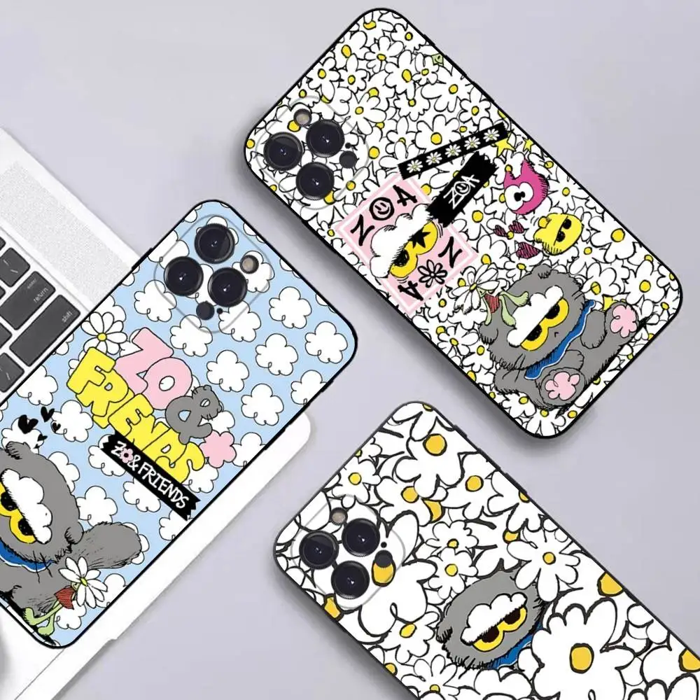 Фото Милый чехол для телефона Z-ZO Friends для iPhone 17 16 15 14 13 12 11 Pro Max Plus mini, силиконовый, черный №5