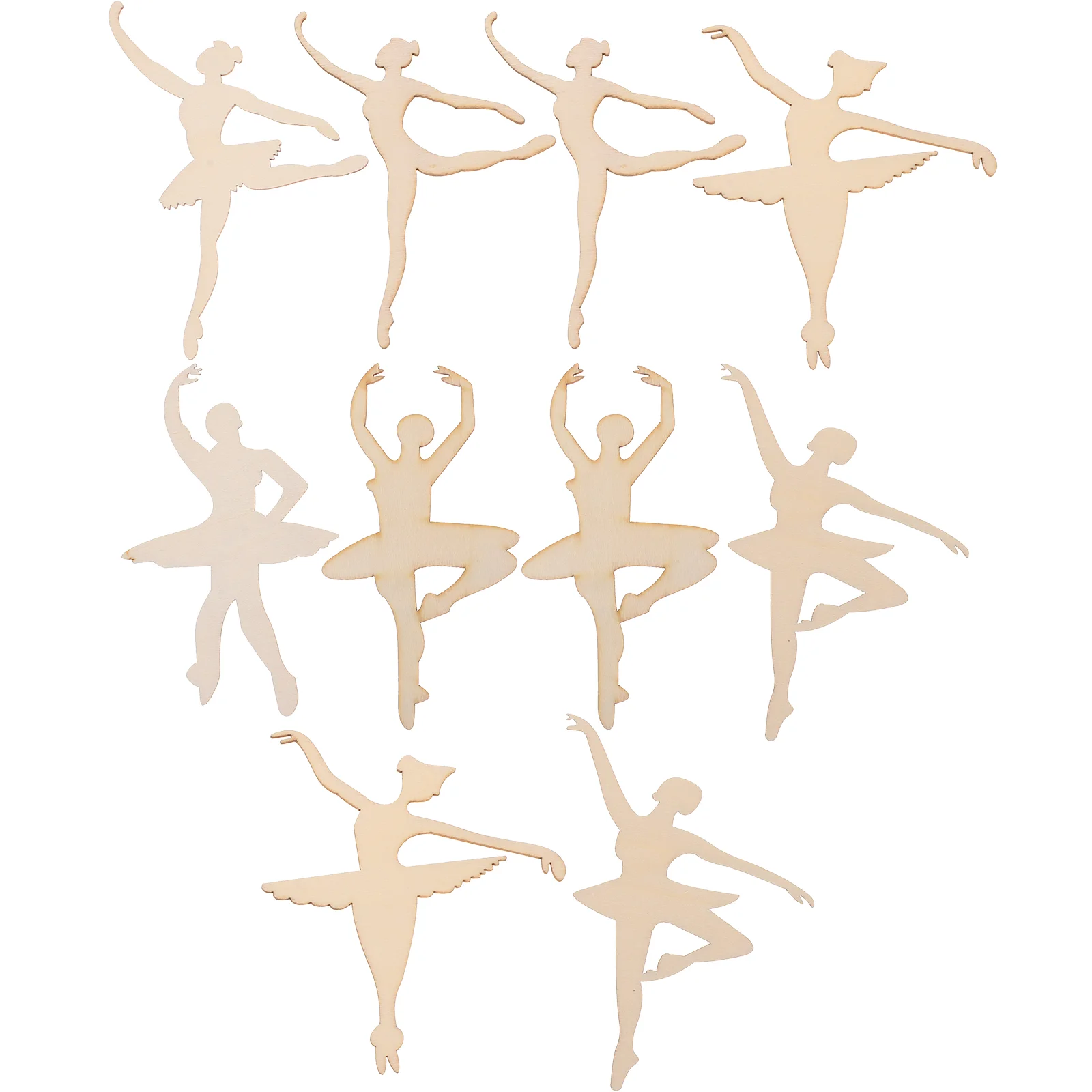 

10 шт. деревянные декоративные деревянные детали, натуральные DIY граффити с вырезами, балетные вырезы