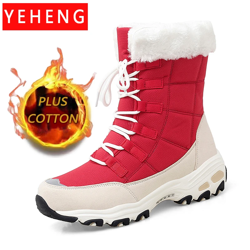 

High Quality Waterproof Winter Women Boots Warm Plush Women's Snow Boots Outdoor Non-slip Sneakers Fur Platform Ankle Boots