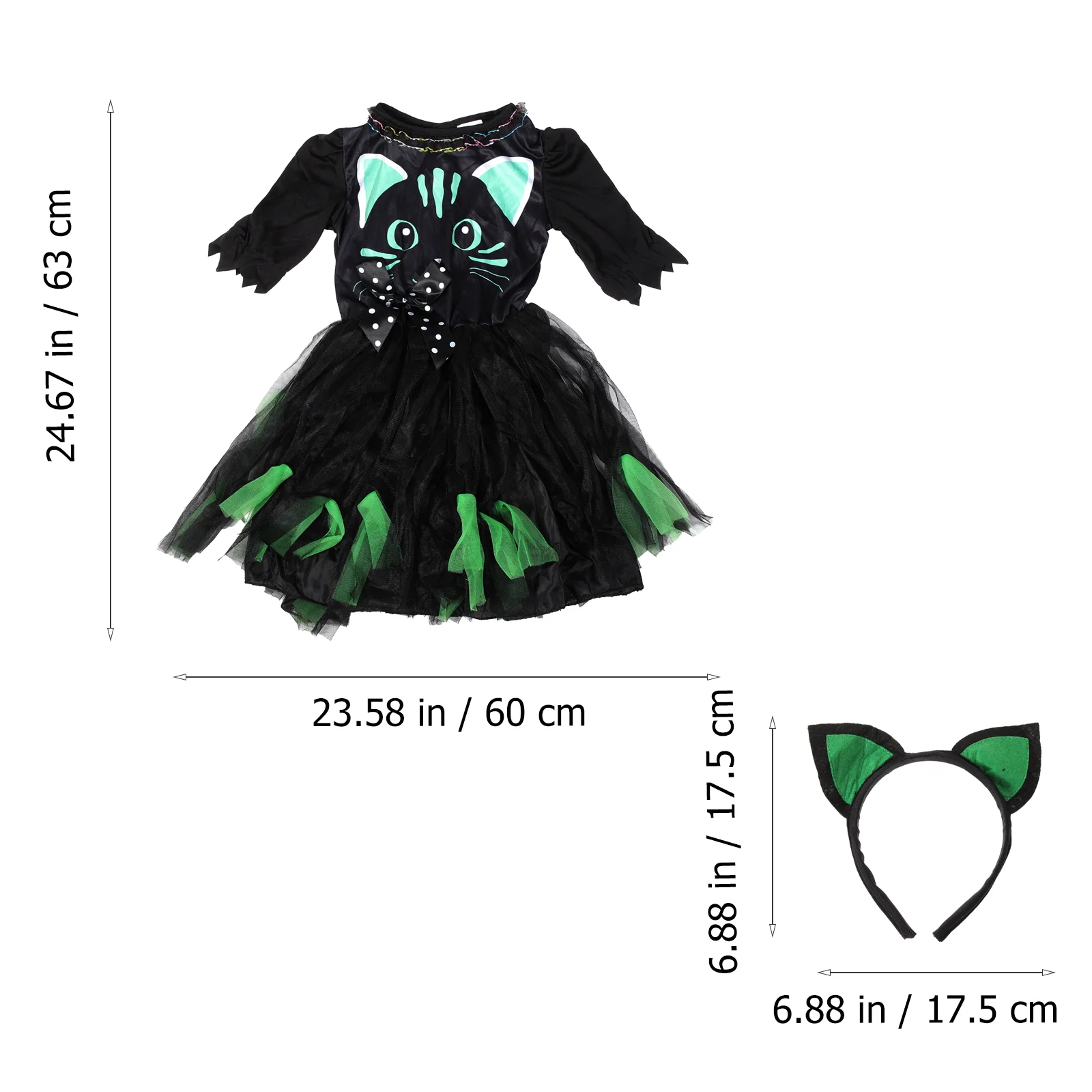 

Props Girls Fancy Dress Children Cat Costume Kids Makeup Fabric Party Halloween