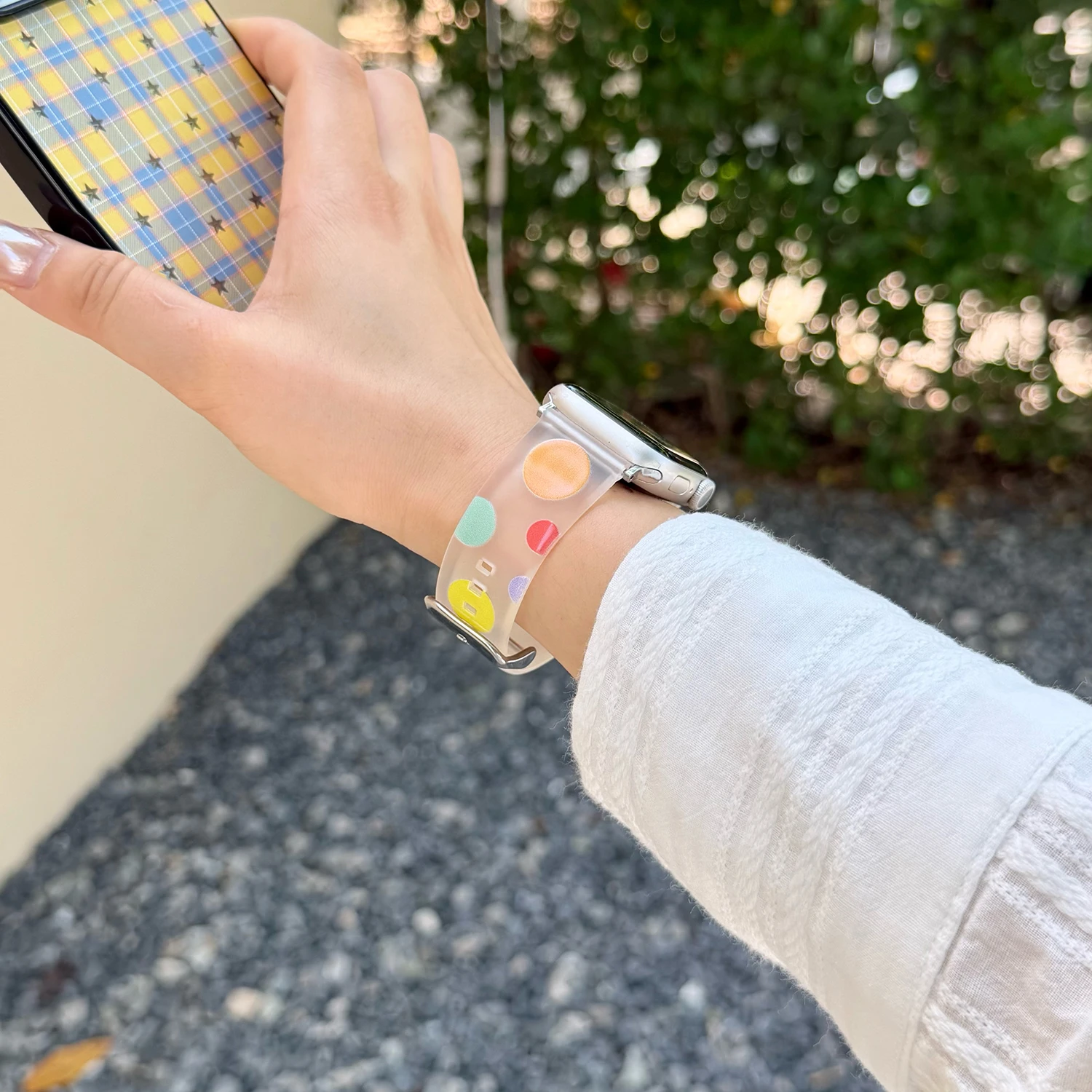 Фото Матовый ремешок с креативным дизайном в горошек для Apple Watch S10/11 49 46 45 44 42 41 38 мм, ремешок из материала TPU для iWatch Ultra 9 8 7 SE-1 №3