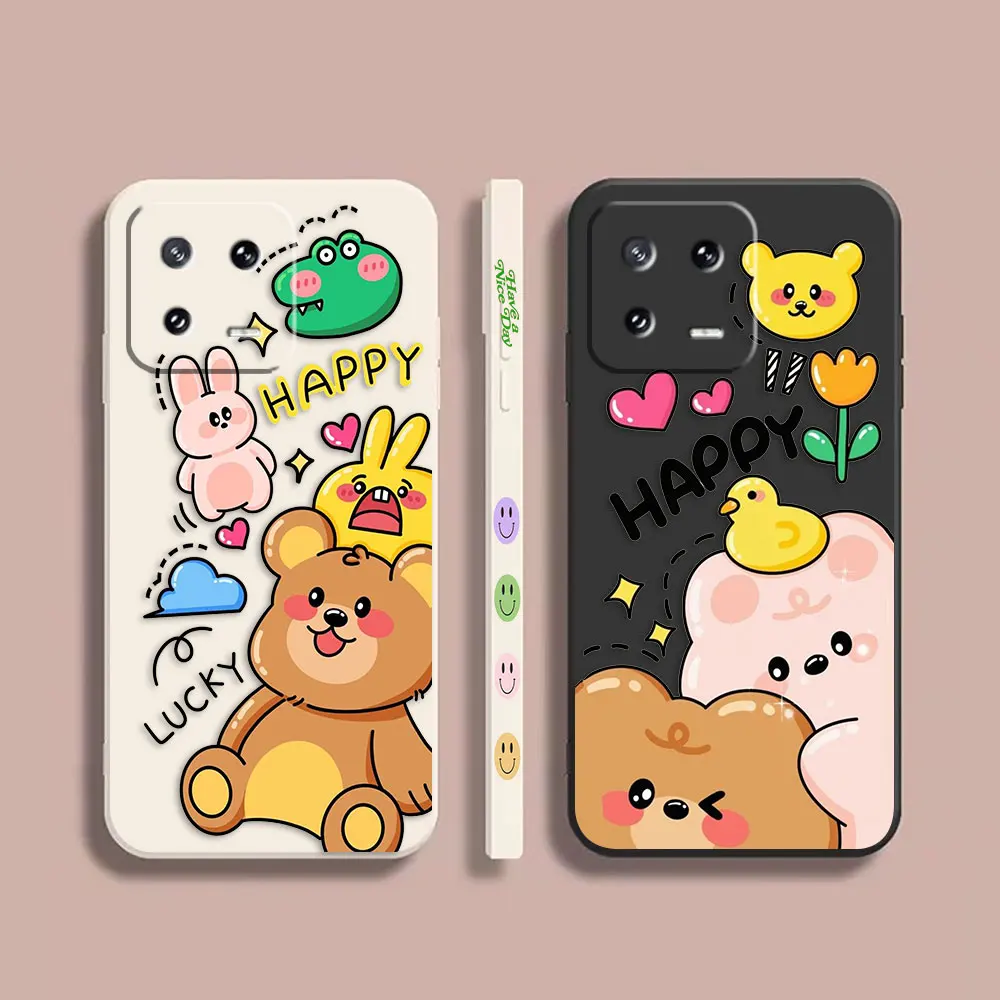 

Case For Xiaomi PCOO F3 M3 X2 6X 8 CC9E MIX 2 2S 3 4 Shark 3 5 GT Pro 4G 5G Simple Liquid Silicone Case Cute Panda Rabbit