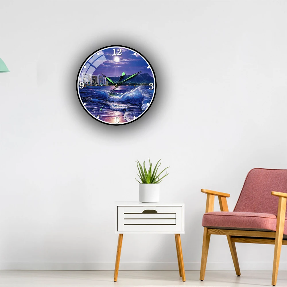 

By The Sea Art Painting Wall Clock Quiet Sweep Movement Clocks No-ticking Wall Clock Watch