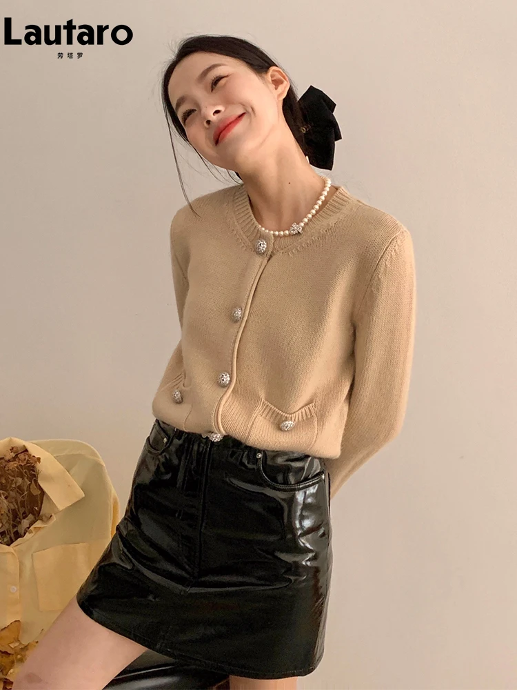 Lautaro Лето Осень Черная Светоотражающая Блестящая Юбка Из Лакированной Кожи