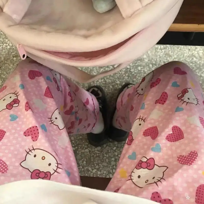 

Ins Sanrios Hello Kittys Trousers Anime Figure Pajama Pants Kawaii Cartoon Girl Spring/summer Home Pants Can Be Worn Outside