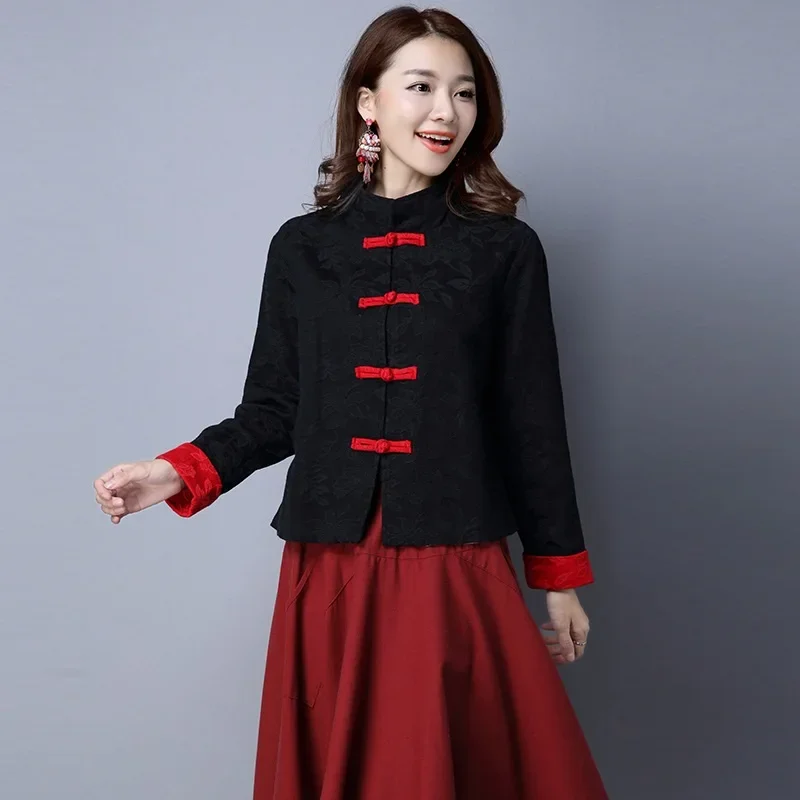 Новогодняя одежда в китайском стиле Женский винтажный костюм ханьфу из хлопка и