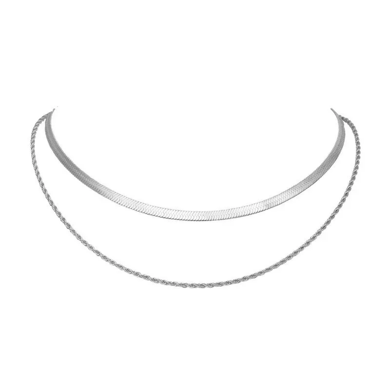 Простое украшение Uworld плоская позолоченная цепочка-змейка 18 карат многослойное