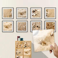 10pcs beach shells tile sticker kitchen wardrobe bathroom wall decals home decor self adhesive crystal hard film art wallpaper