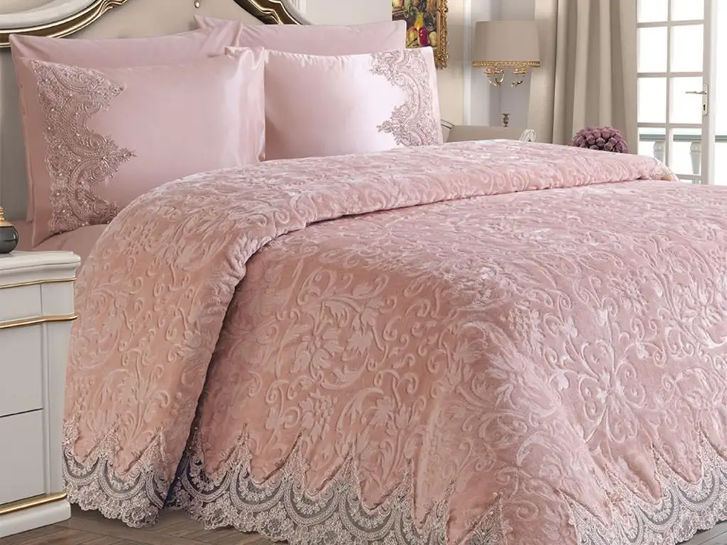 

French lace eanelli blanket set powder