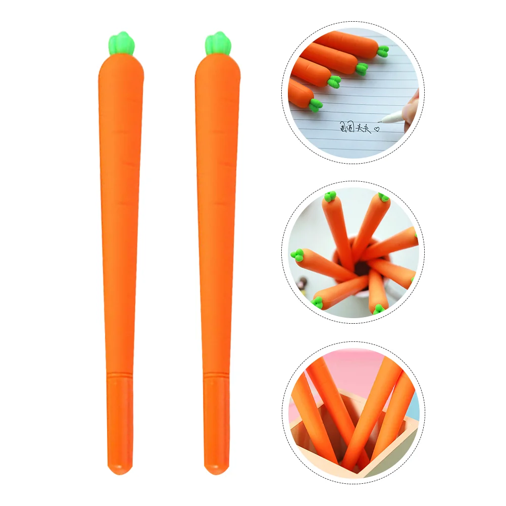 

2 Pcs Carrot Gel Pen Ink Kids Drawing Roller Ballpoint Office Signature Carbon Water-based