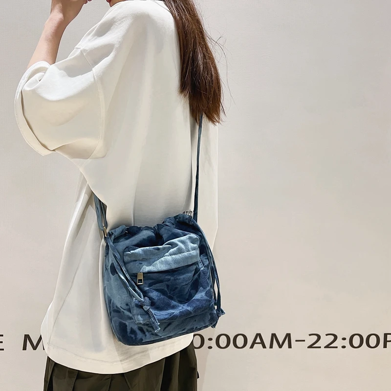 Canvas Small Crossbody Bags For Women Blue Denim Messenger Bags 2023 New 100% Cotton Packages Cloth Casual Shoulder Bags Fashion