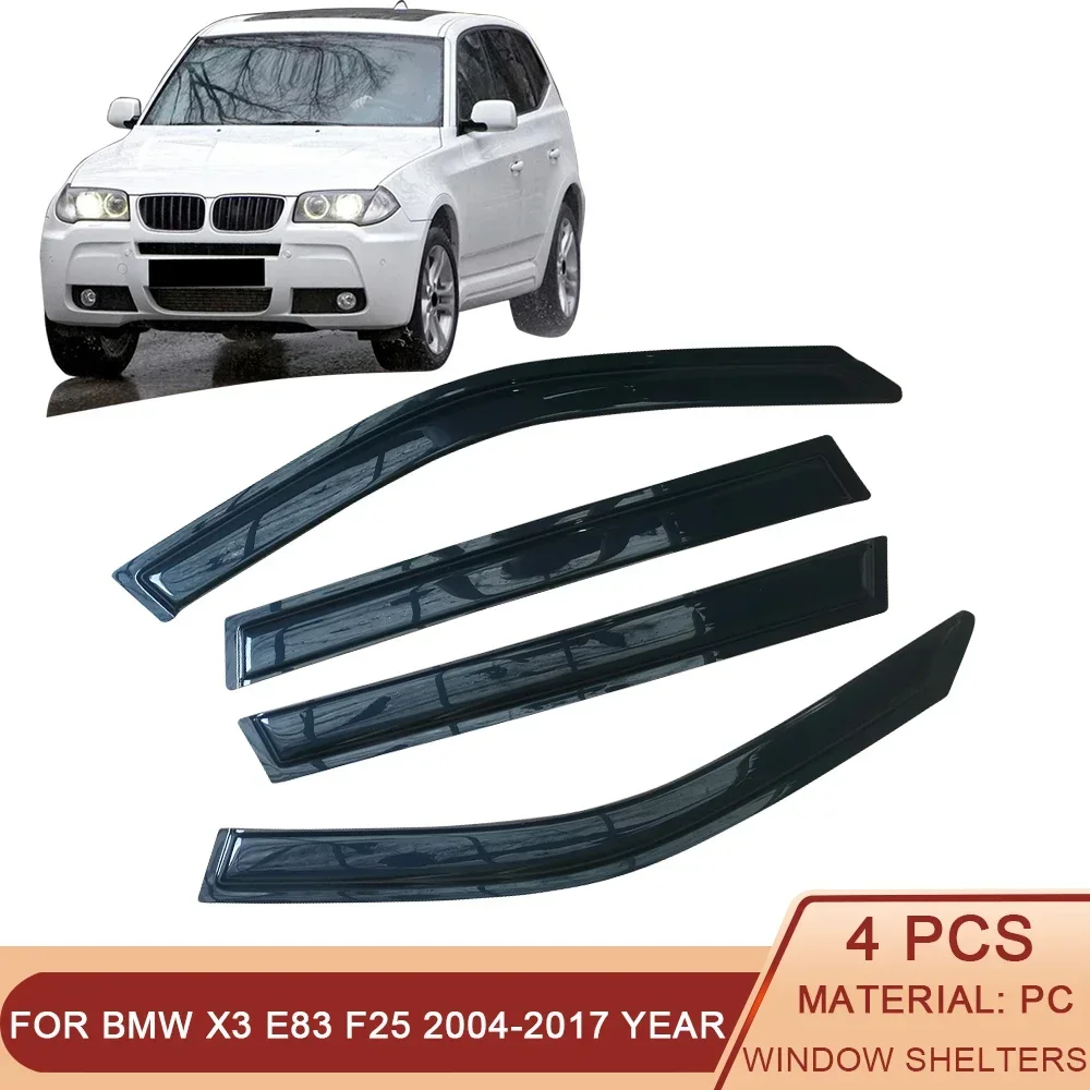 Для BMW X3 E83 F25 2004-2017 автоматические дефлекторы боковых окон черные козырьки от