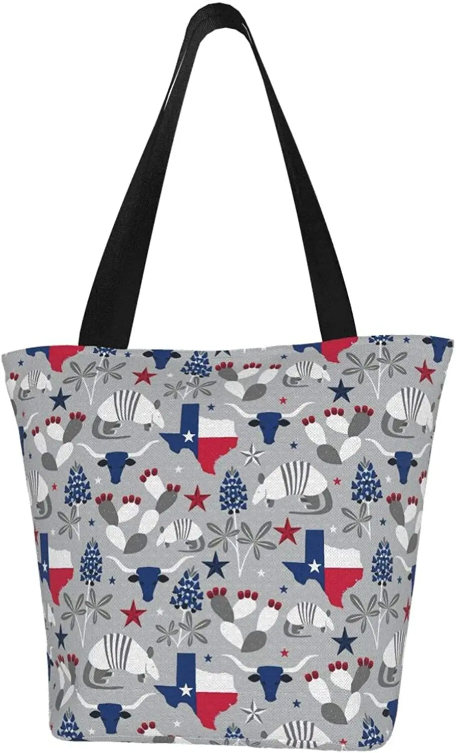 

Холщовая Сумка-тоут с символами штата Техас, Повседневная сумка через плечо с молнией для продуктов, женские сумки для покупок