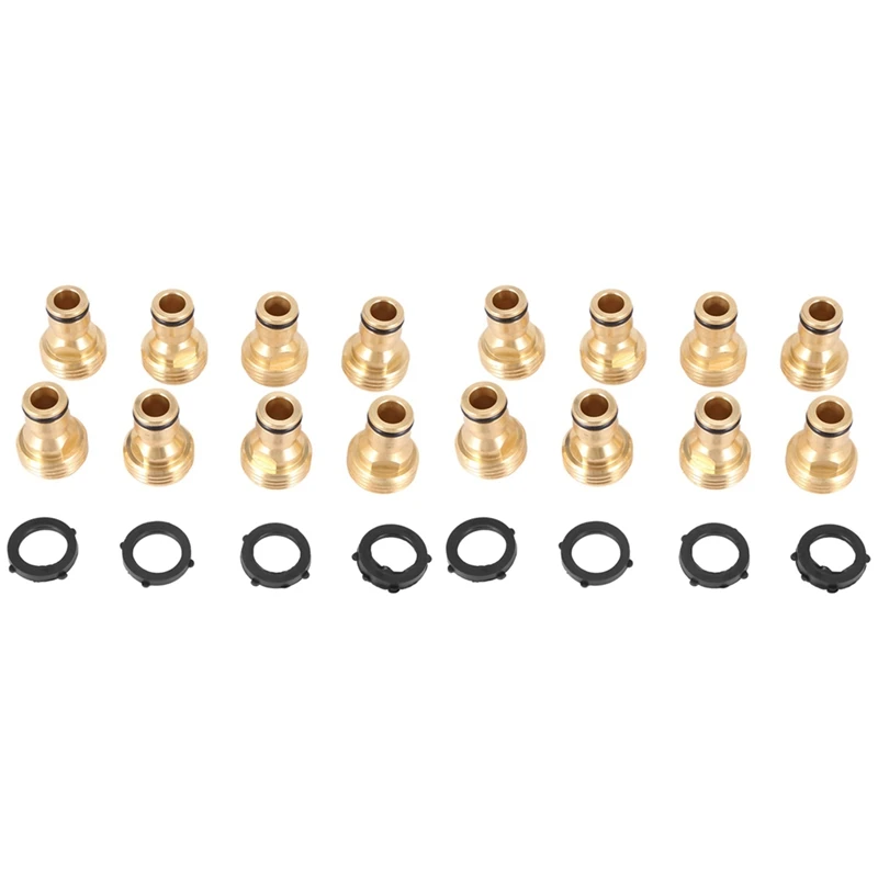 

Garden Hose Quick Connector 3/4 Inch GHT Brass Easy Connect Fitting Male Only (3/4 Inch 16PCS)