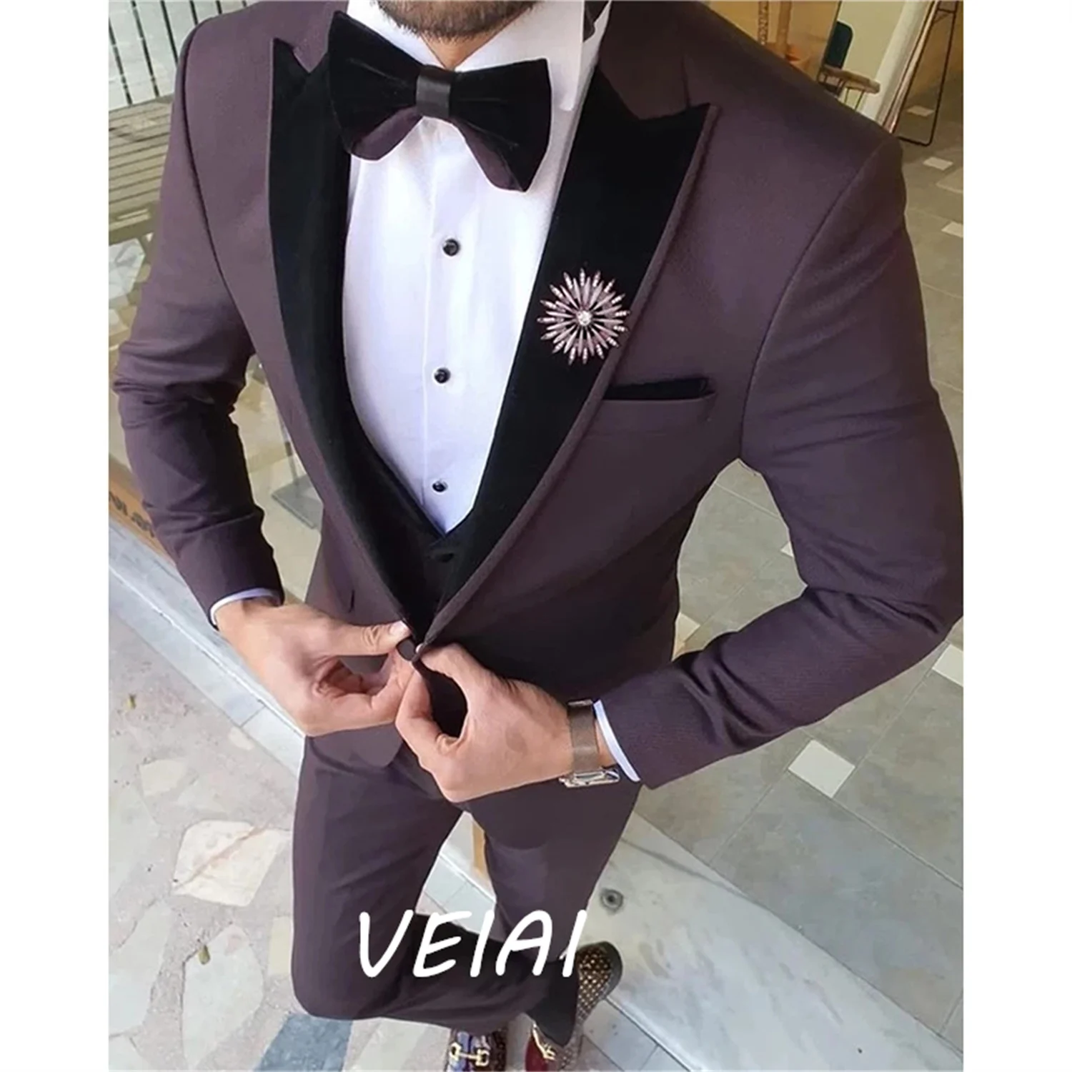 

Новинка 2022, стильные однобортные мужские деловые костюмы, костюмы для официальной вечеринки жениха, мужские костюмы из 3 предметов (пиджак + брюки + жилет + галстук), костюм novio