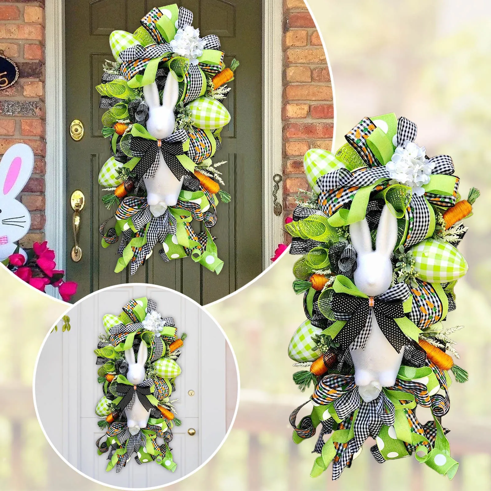 

Бусины для дверей, пасхальный знак приветствия 70-х, симпатичный кролик, морковка, входная дверь, подвесная гирлянда, деревенские бусины на р...